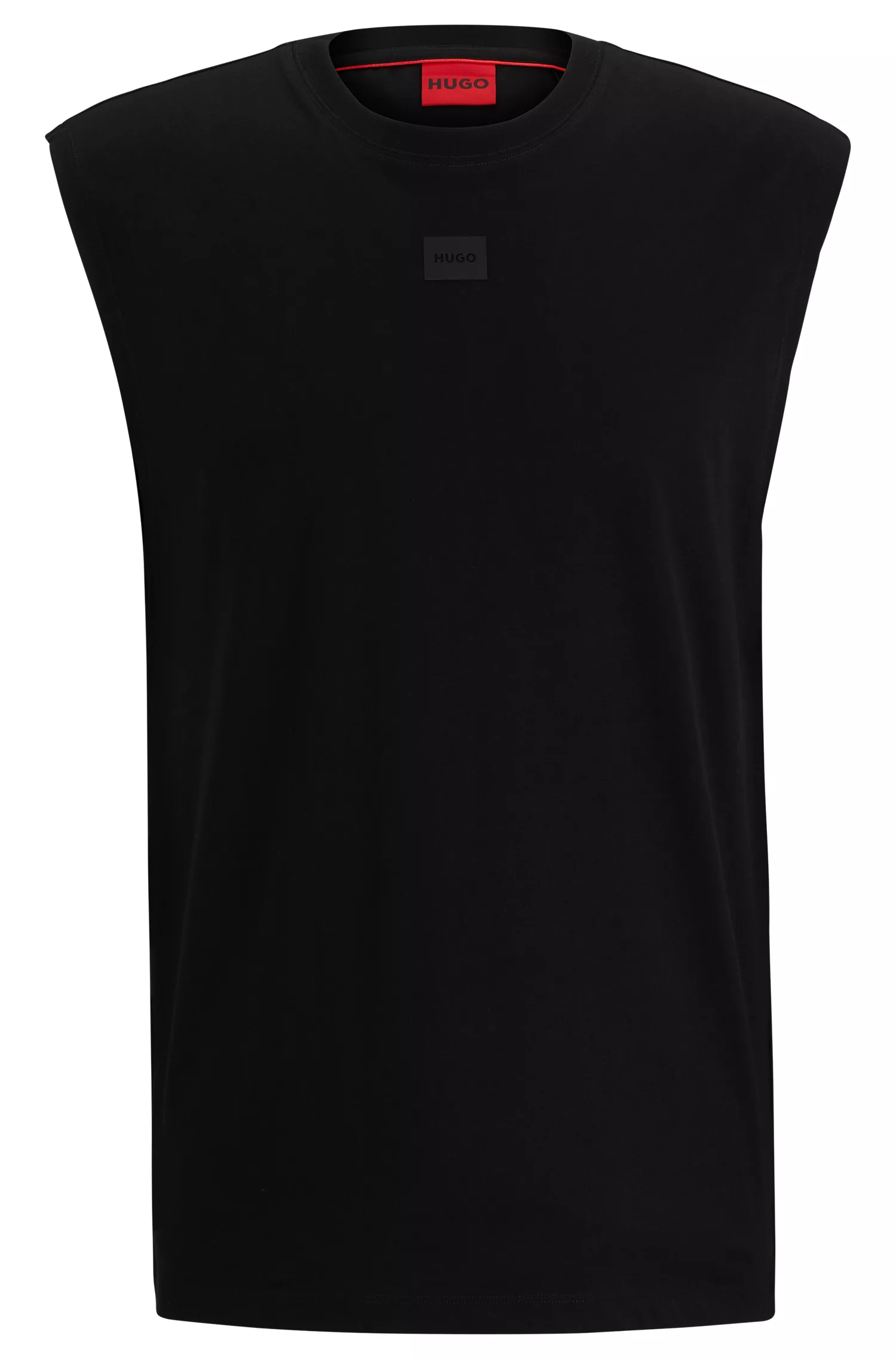 Camiseta regata vermelha HUGO em malha de algodão com detalhe do logotipo.