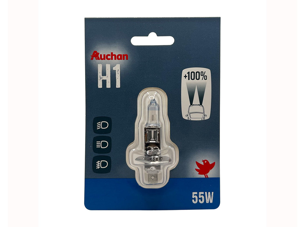 LÂMPADA AUTO AUCHAN H1 12V 55W  60% LUZ