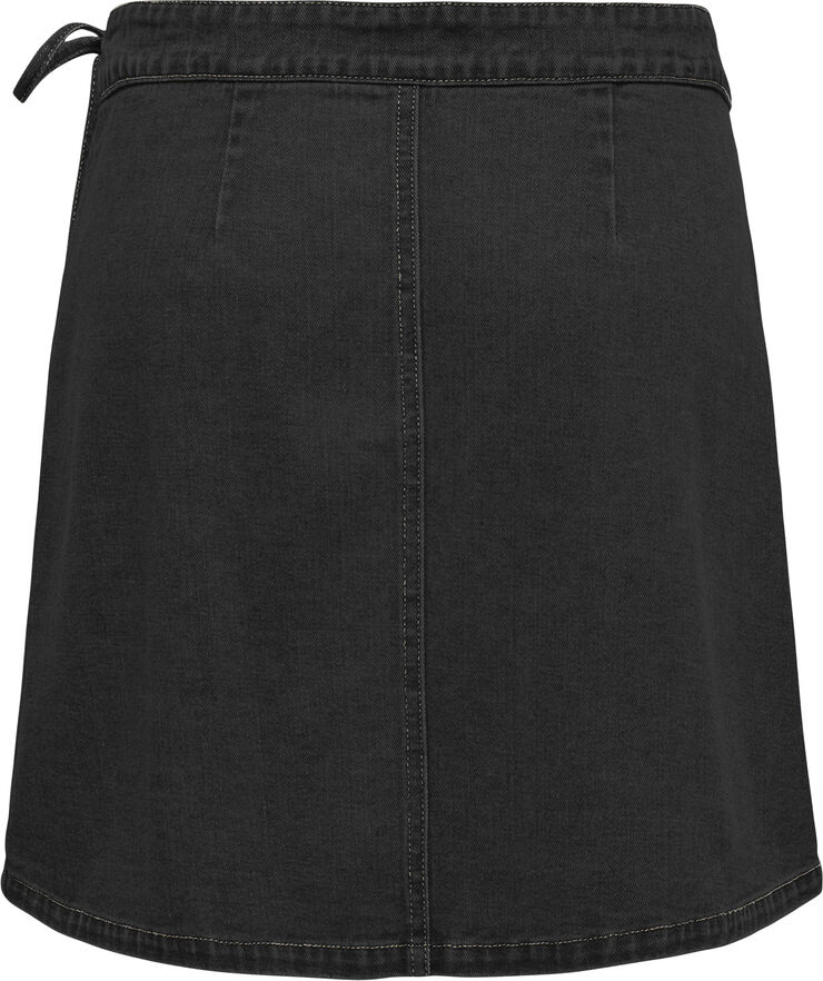 ONLY ONLVILLA WRAP TIE SKIRT DNM GUA Washed black