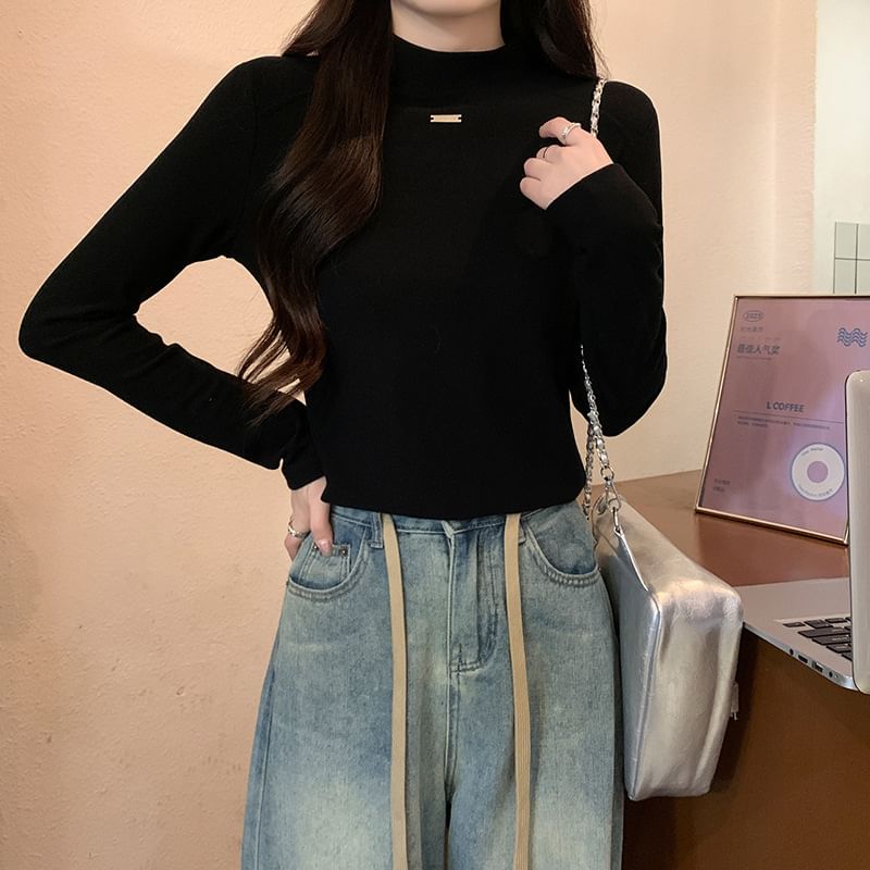 OGAWA - T-shirt met lange mouwen en effen hals
