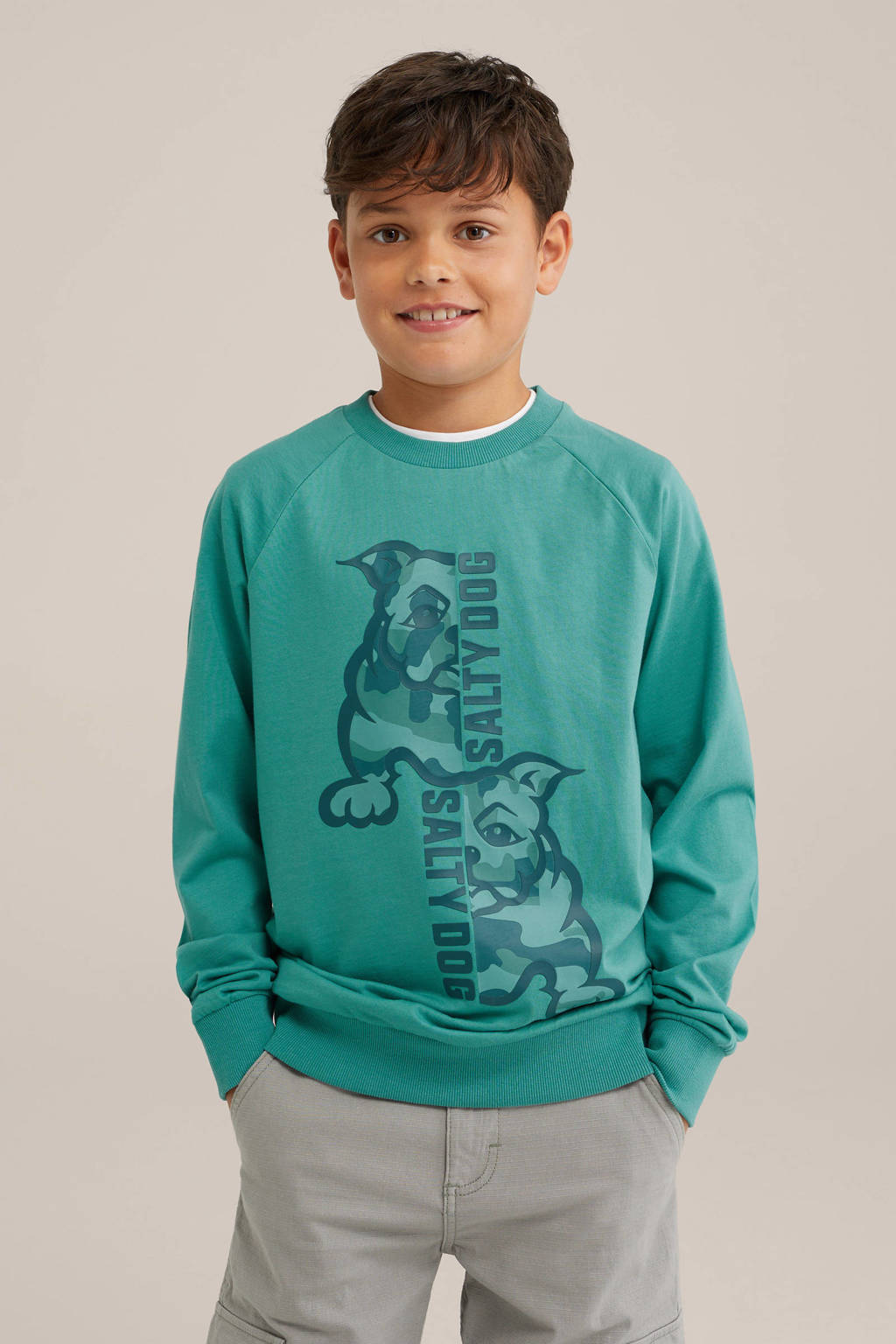 Salty Dog longsleeve met printopdruk groen