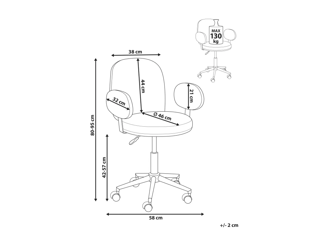 Chaise de bureau MORAGA Bouclé Blanc cassé