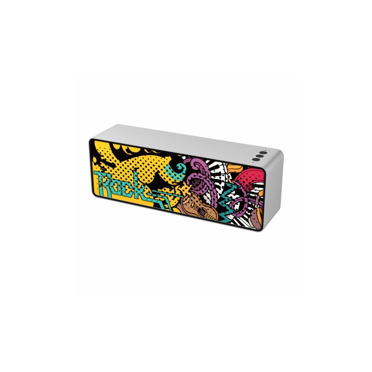 Bluetooth-høyttaler, sølv med graffiti