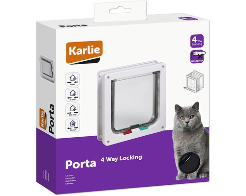 Karlie Porta kattenluik met 4-standensluiting, ca. 23 x 5 x 25 cm, bruin