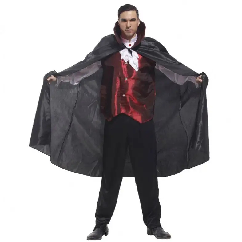 (175-185cm) Fasnachts Erwachsenen Kostüm Dracula Vampir Verkleidung für Motto Partys / Halloween - Schwarz / Rot