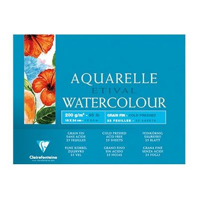 Clairefontaine Etival - Bloc de papier aquarelle - 25 feuilles 18 x 24 cm - 200 g/m²