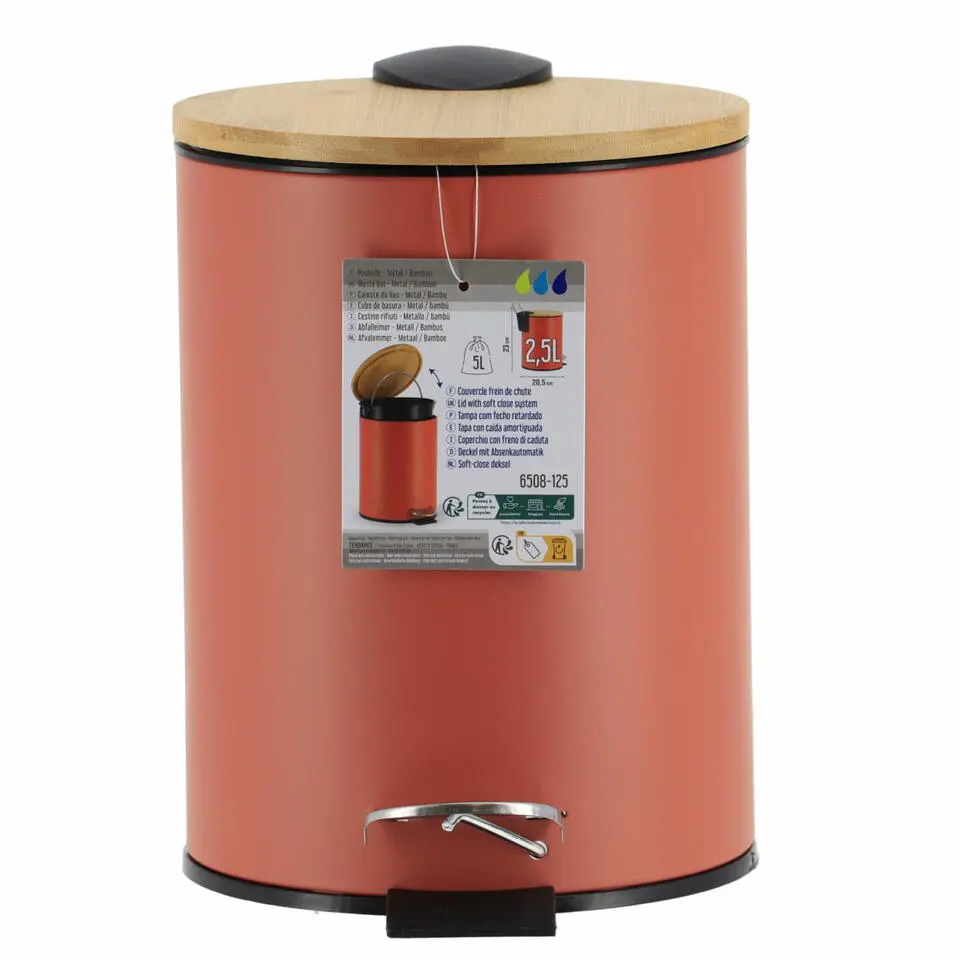 Tendance Badkamer prullenbak Bamboo vibe - soft close - 3 ltr