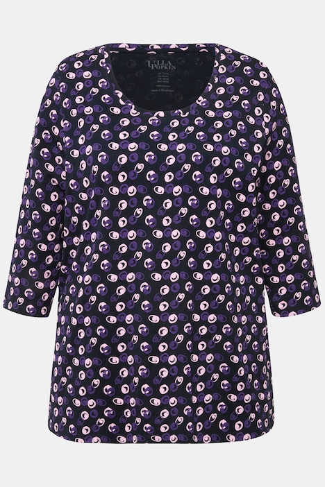Longshirt, Punkte, A-Linie, Rundhals, 3/4-Arm