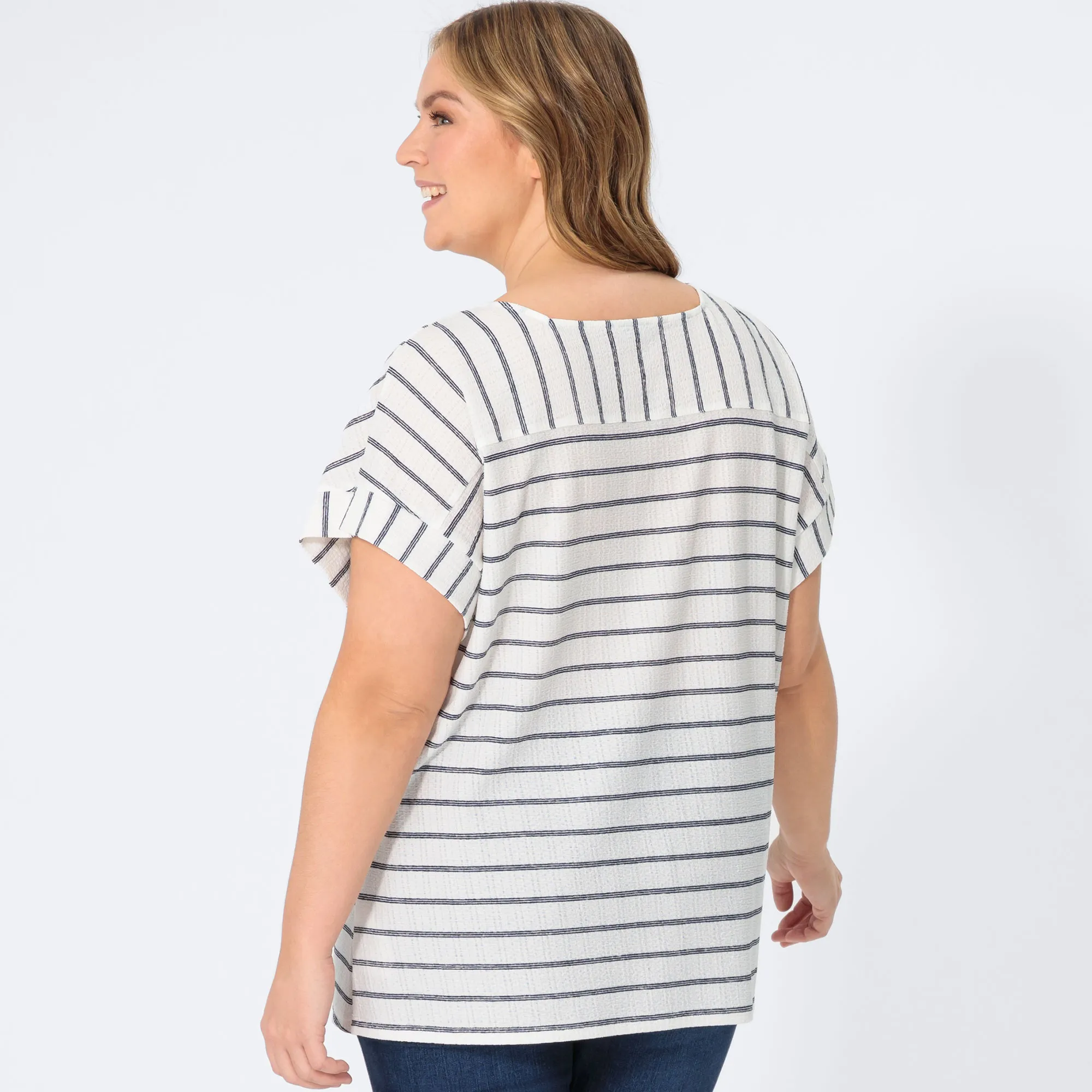 Damen-T-Shirt mit Streifendesign, große Größen
