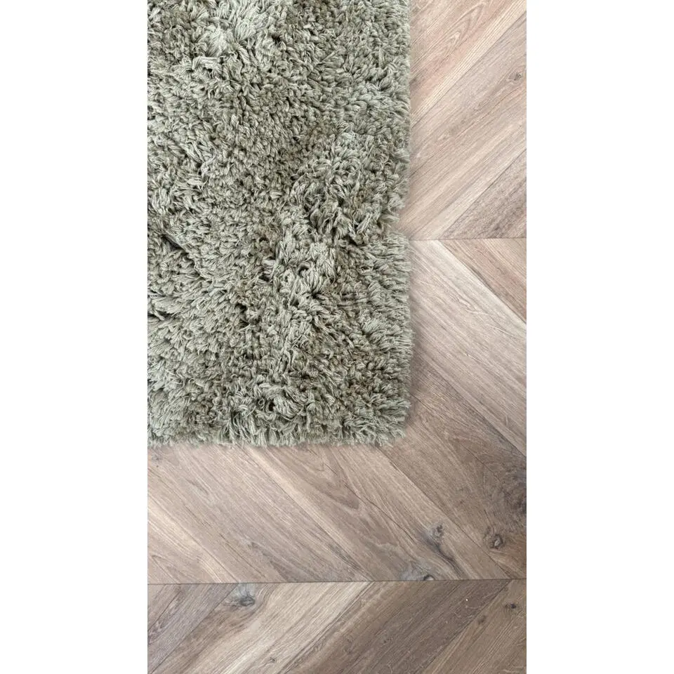 Interieur05 hoogpolig vloerkleed polyester Pilo groen - 340 x 240 cm