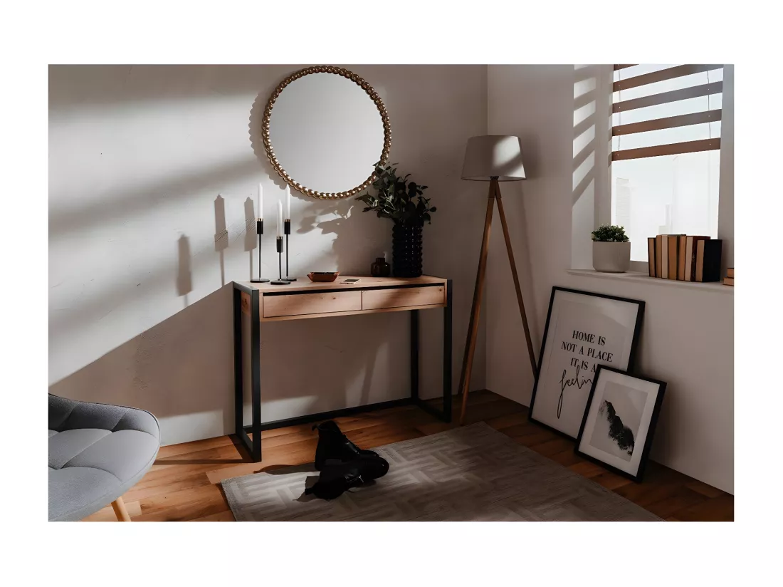 Console Industrielle 2 tiroirs L100 cm - DENVER