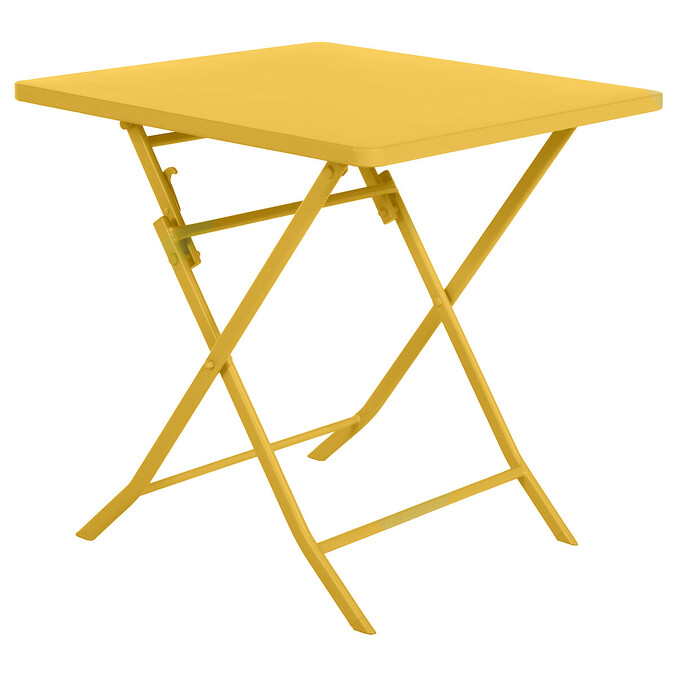 Ensemble table de jardin pliante carrée + 2 chaises GREENSBORO Jaune moutarde