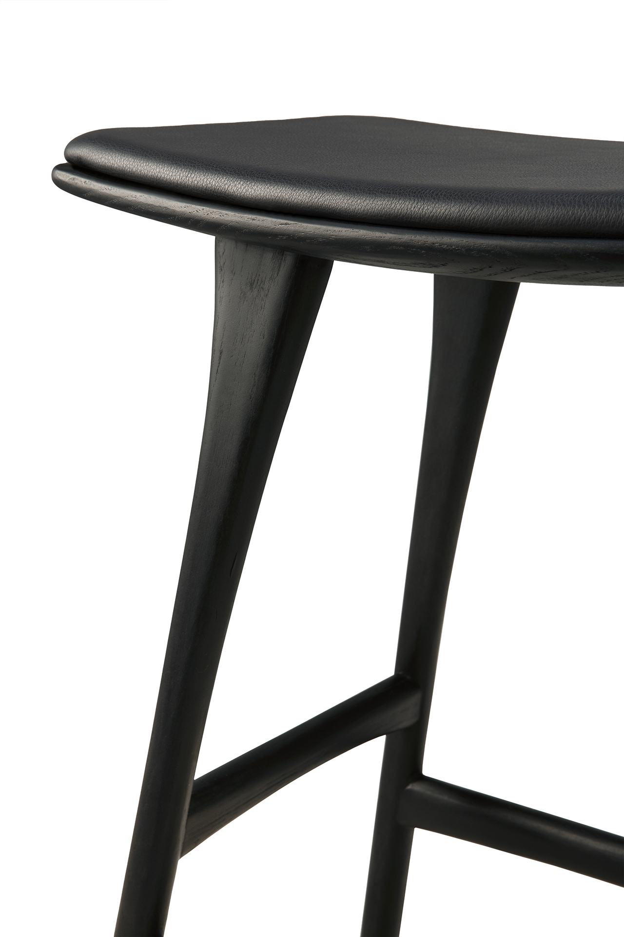 Osso hoge kruk 65 - zwart eiken - zwart leer