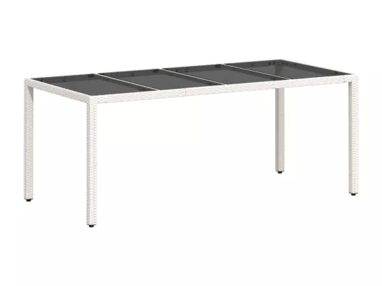 Ensemble à manger de jardin et coussins 9 pièces blanc rotin verre