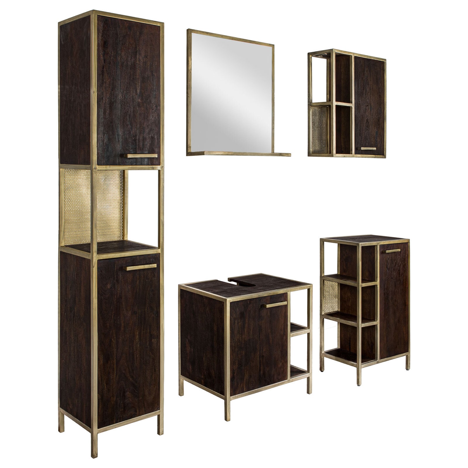 Waschbeckenunterschrank GOLDEN BATH 62 x 61 cm Braun/ Goldfarbig
