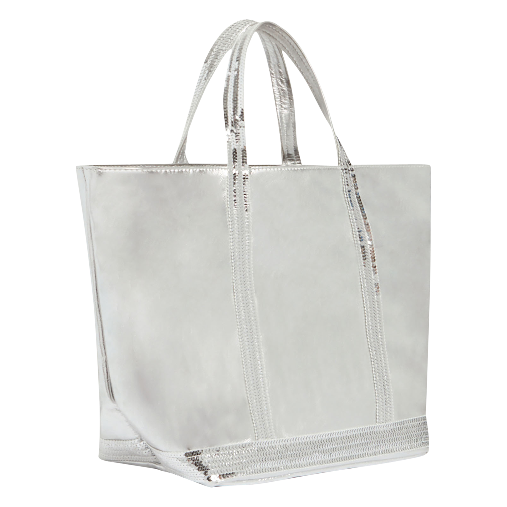 CABAS M - Cabas M en cuir métallisé | Gris