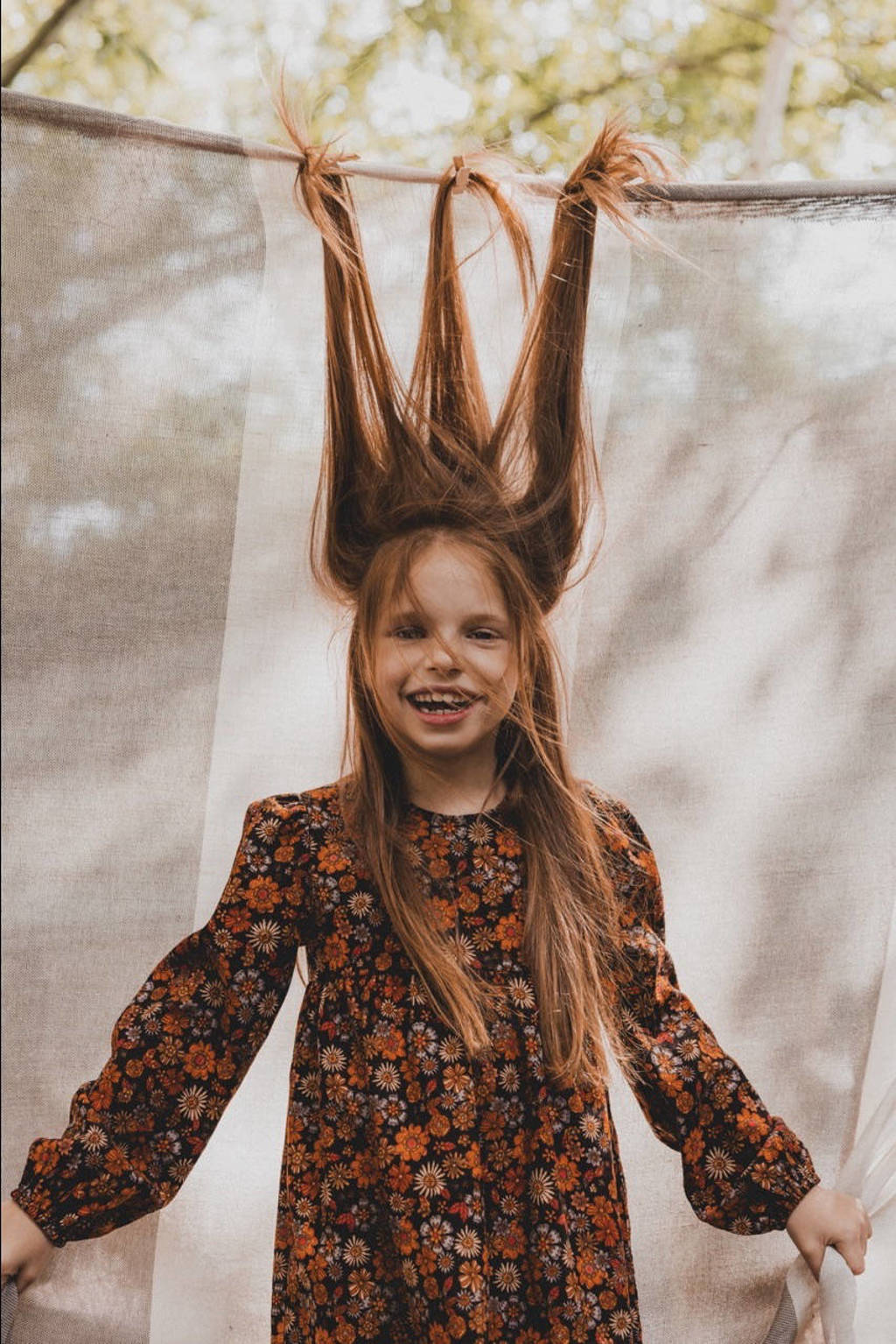 LOOXS gebloemde corduroy jurk oranje