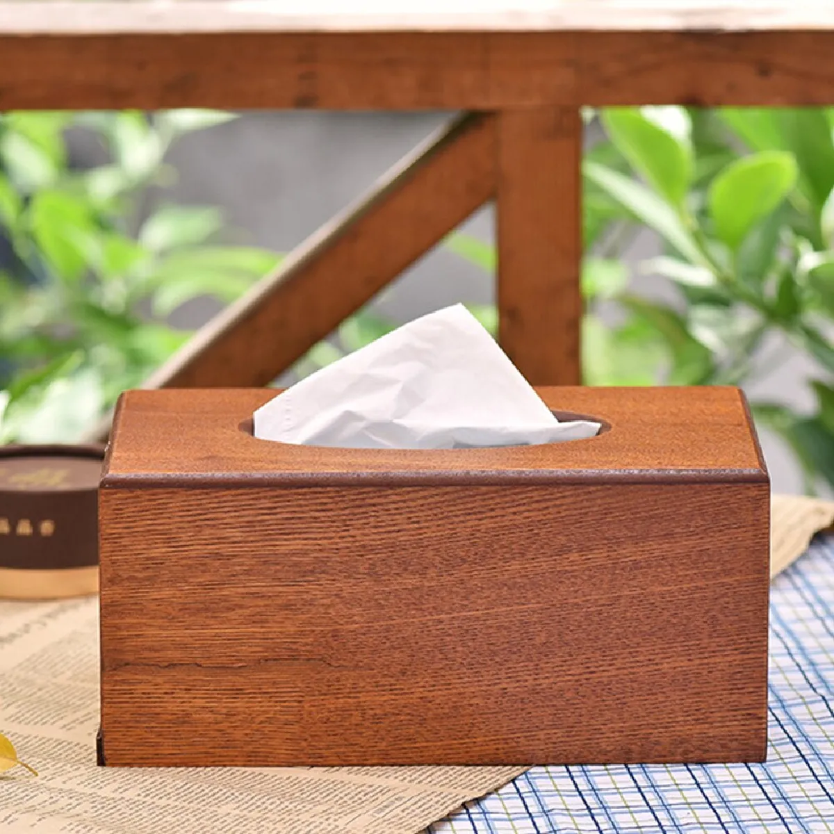 Universal Boîte à serviettes bois rustique - Brun