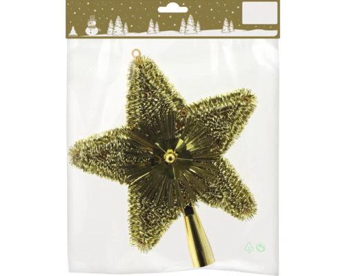 Kerstboomtopper, stervormig, kunststof, 23 cm, goud