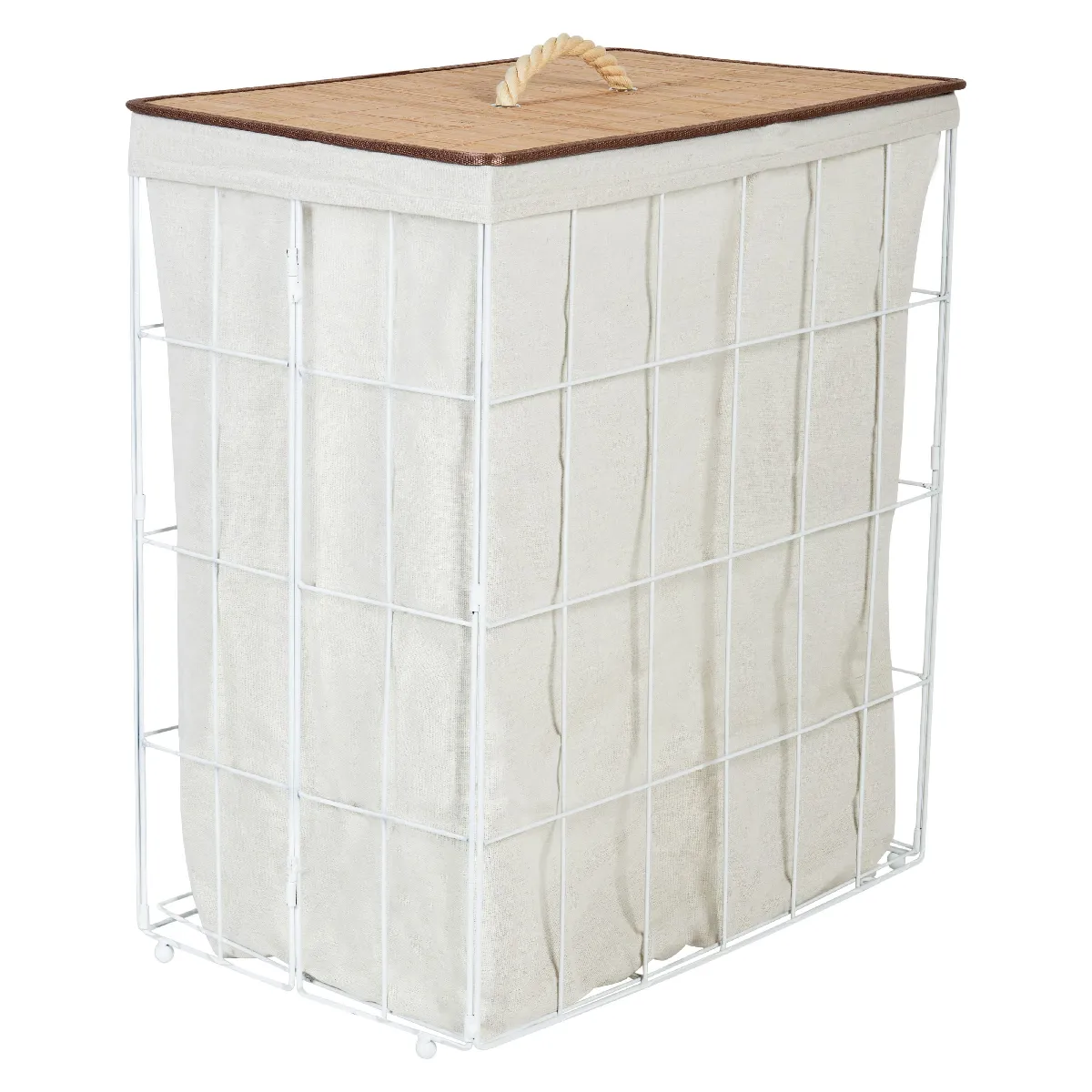Beliani Panier MIRISSA en métal et bambou blanc
