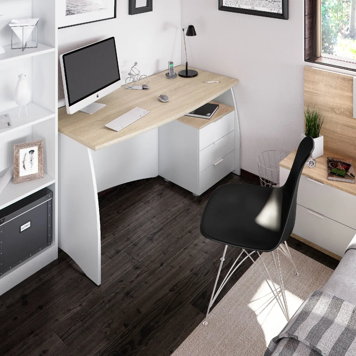 Alter Bureau Blanc et Chêne 136 cm