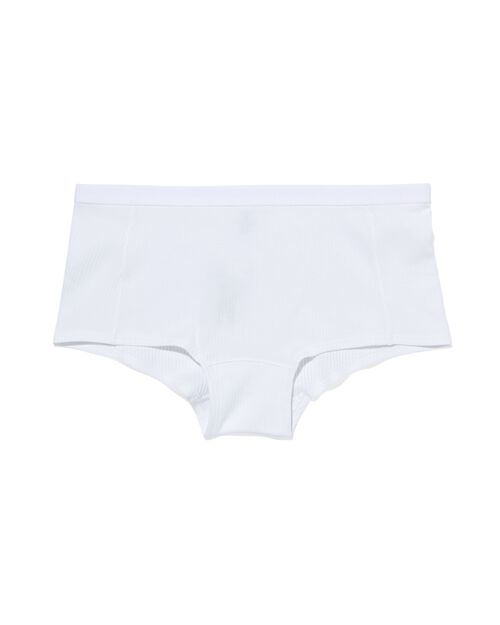 boxer femme taille haute en coton côtelé blanc