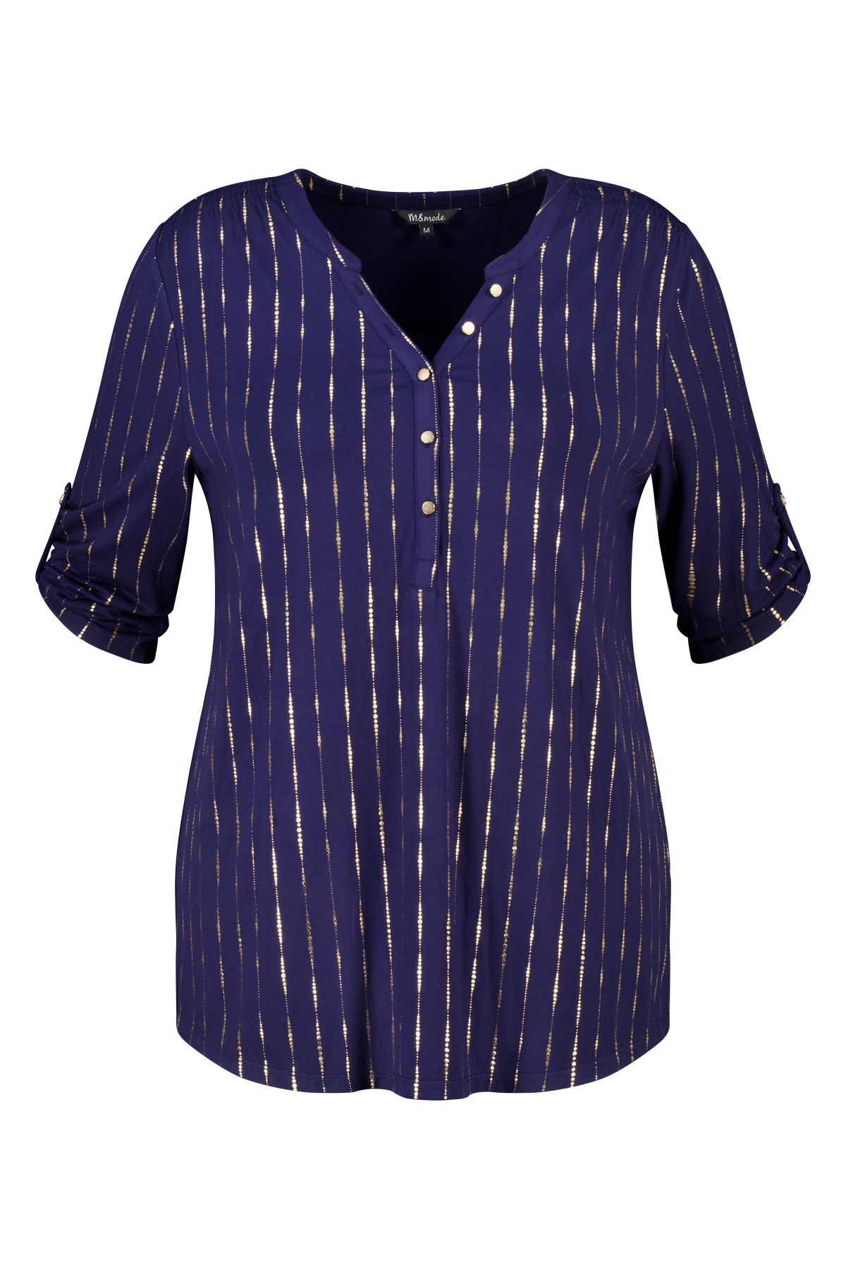 Top met print en foil print Navy blauw