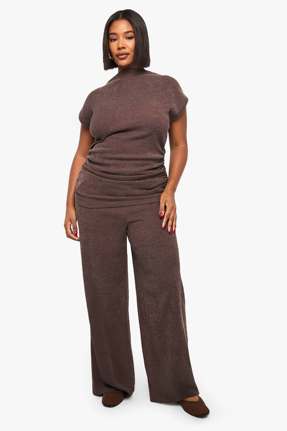 boohoo Top asymétrique à fronces sur le côté Plus