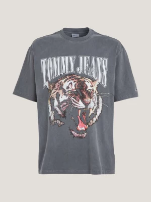 Camiseta oversized com logo de tigre