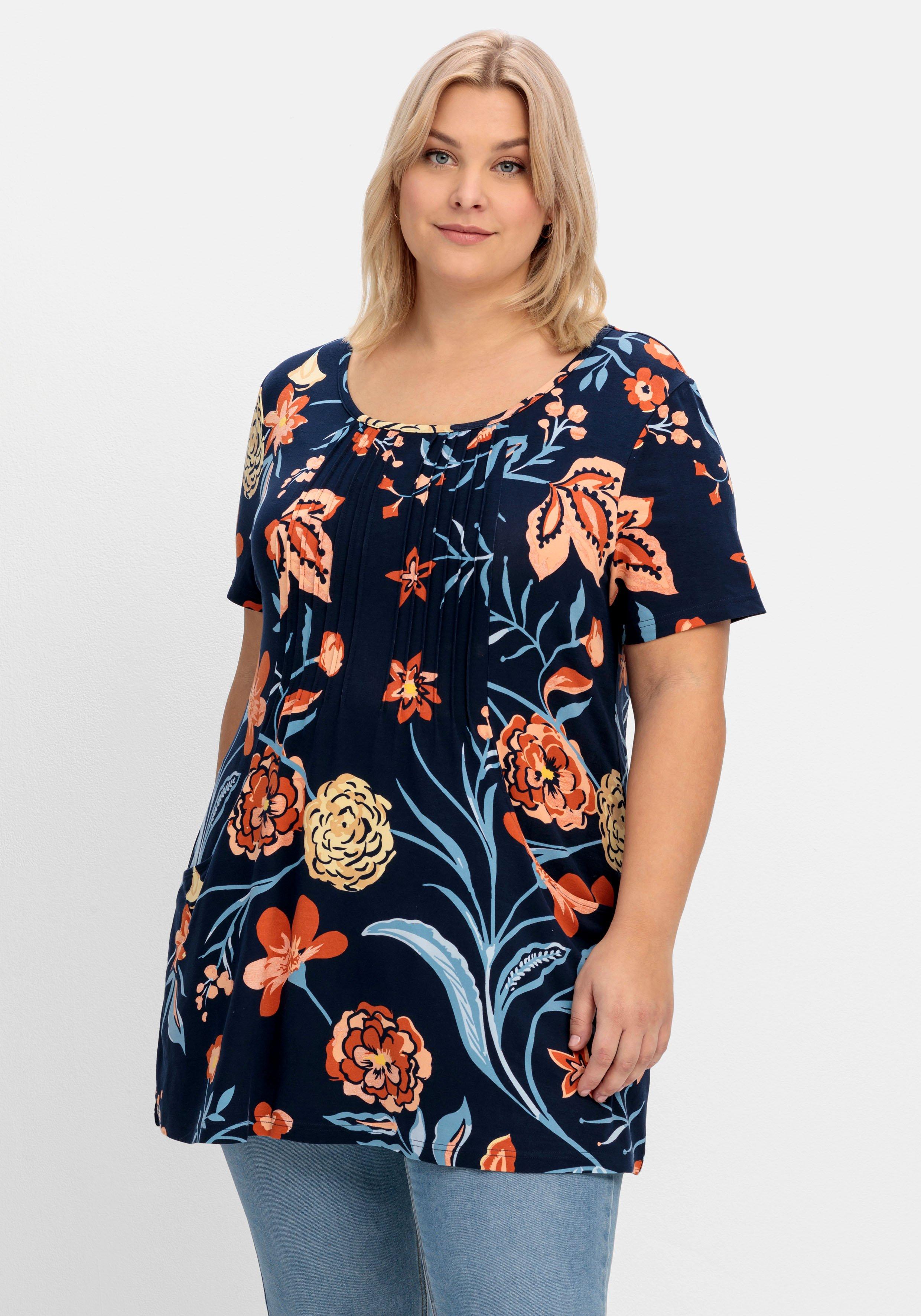 Longshirt mit Blumendruck, in leichter A-Linie