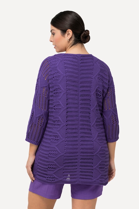 Pullover, Grobstrick, V-Ausschnitt, 3/-Arm