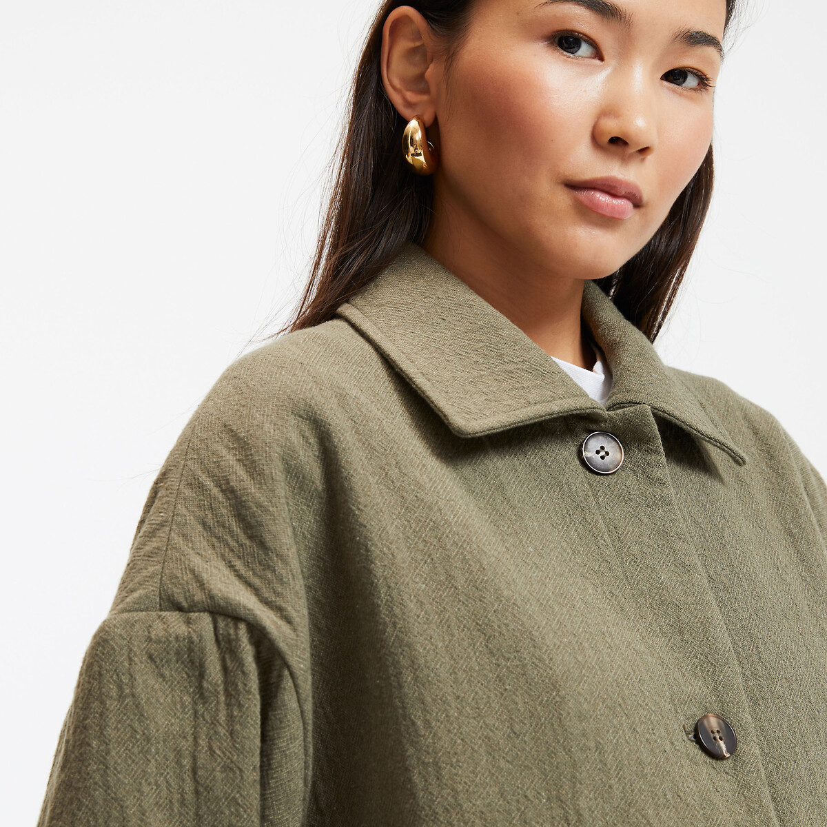 COLEÇÕES LA REDOUTE<br>Casaco oversized com fecho de botões