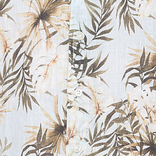 Signal Beton Linen Print Skjorte, Air Blue, XXL
