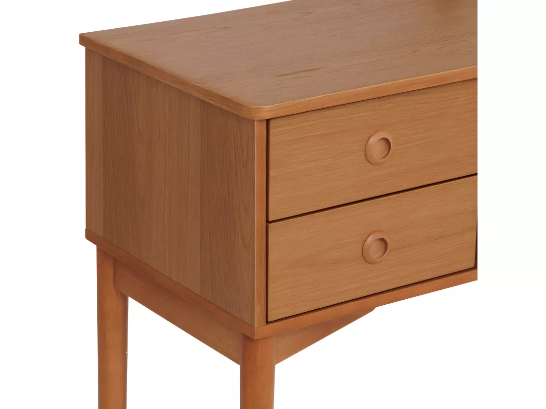 Meuble Coiffeuse 2 tiroirs en Bois Miel H 126 cm