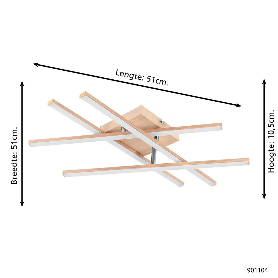 EGLO Lasana 4 Wandlamp/Plafondlamp - LED - 51 cm - Hout