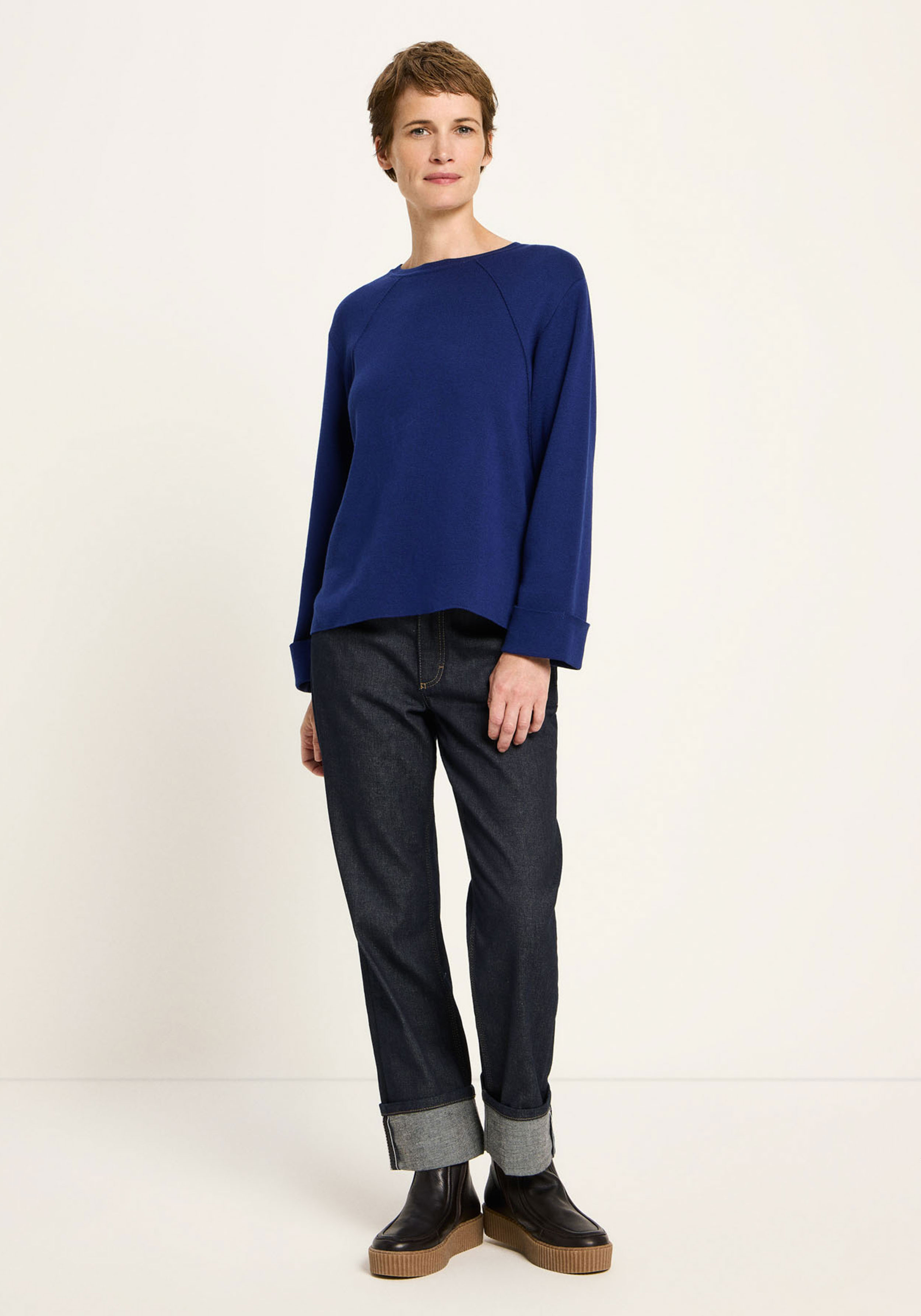Lanius Pullover in Punto Milano Purple Blue