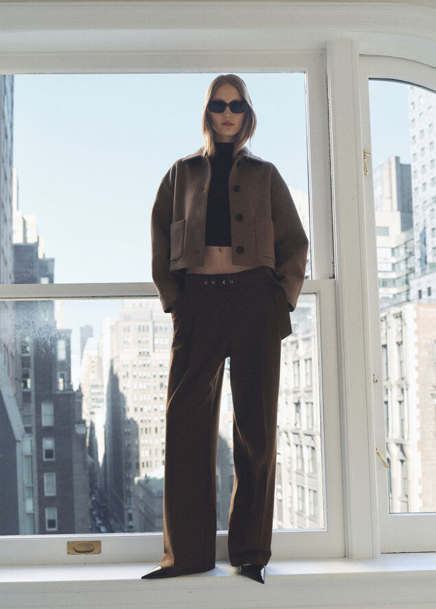 MANGO JACKET. -- BUTTON Brown