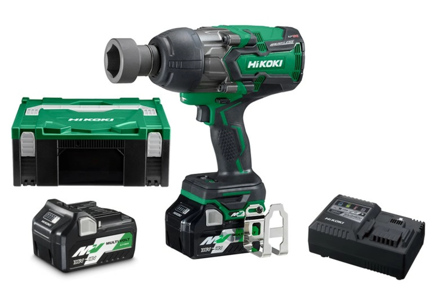HiKOKI WR36DAWRZ 36V MultiVolt Li-Ion accu slagmoersleutel set (2x 2,5Ah accu) in HSC - 1100Nm - 3/4