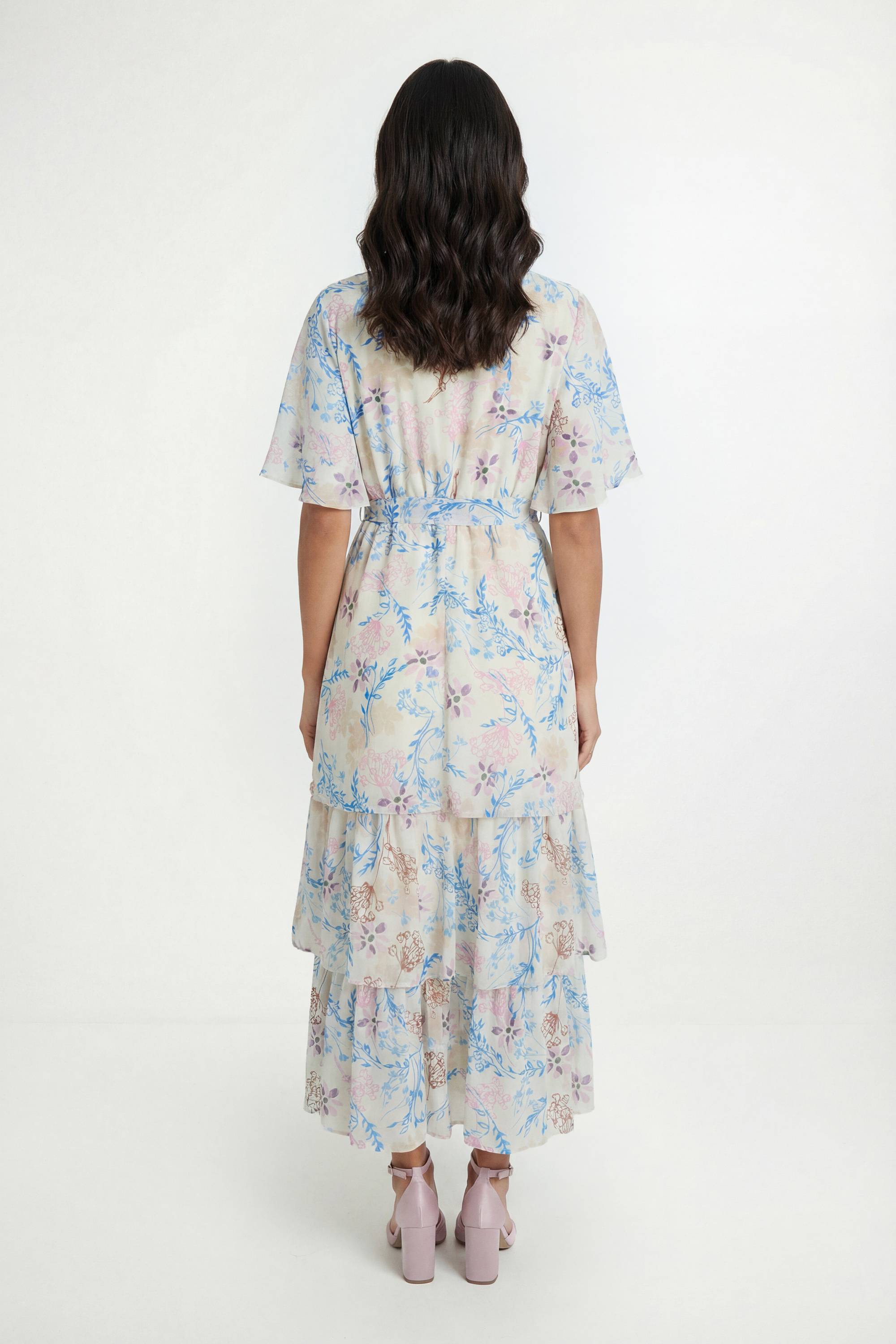Wallis Robe Longue À Volants Et Imprimé Fleuri