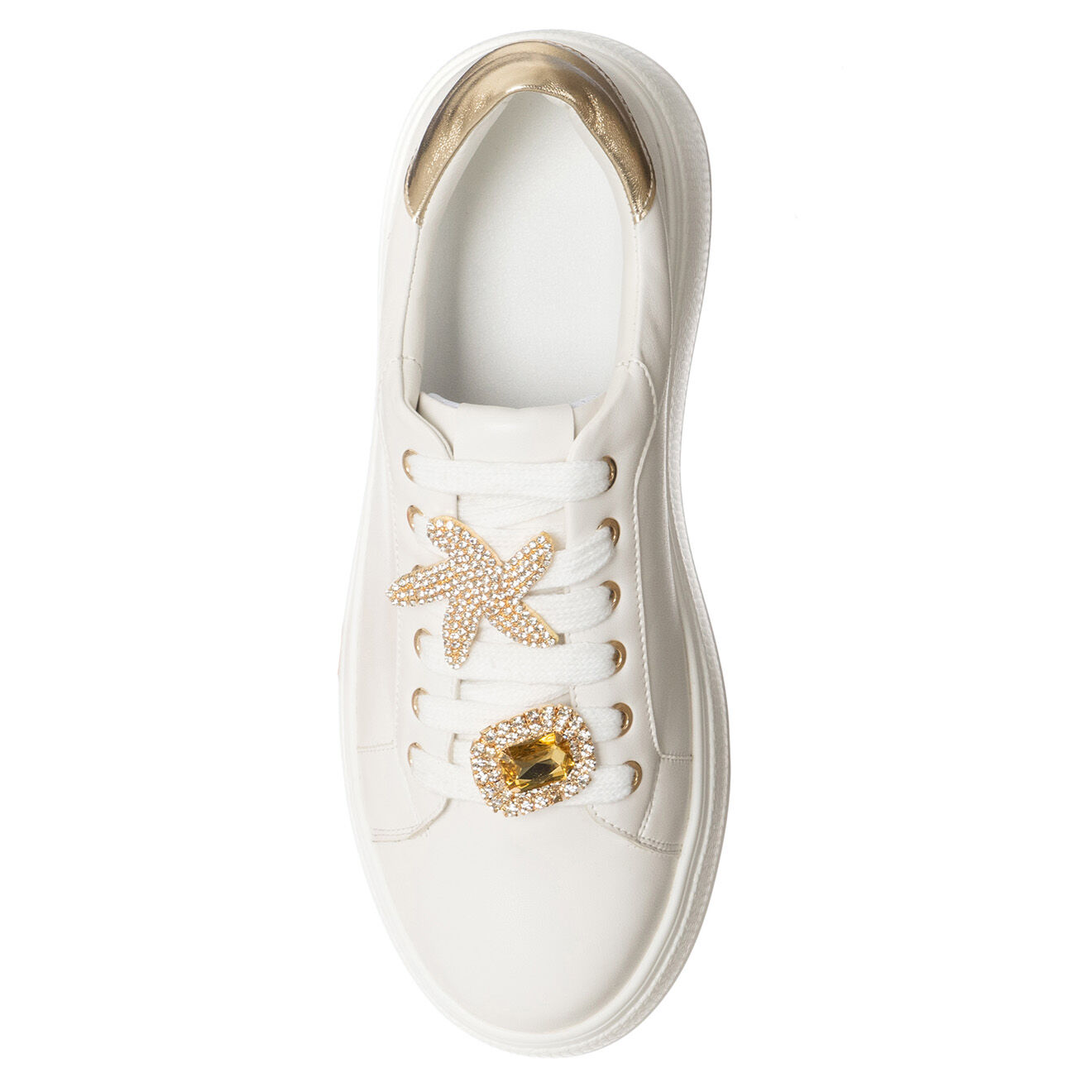 Loretta by Loretta Sneakers Liz blanc/doré - Plateforme 5 cm