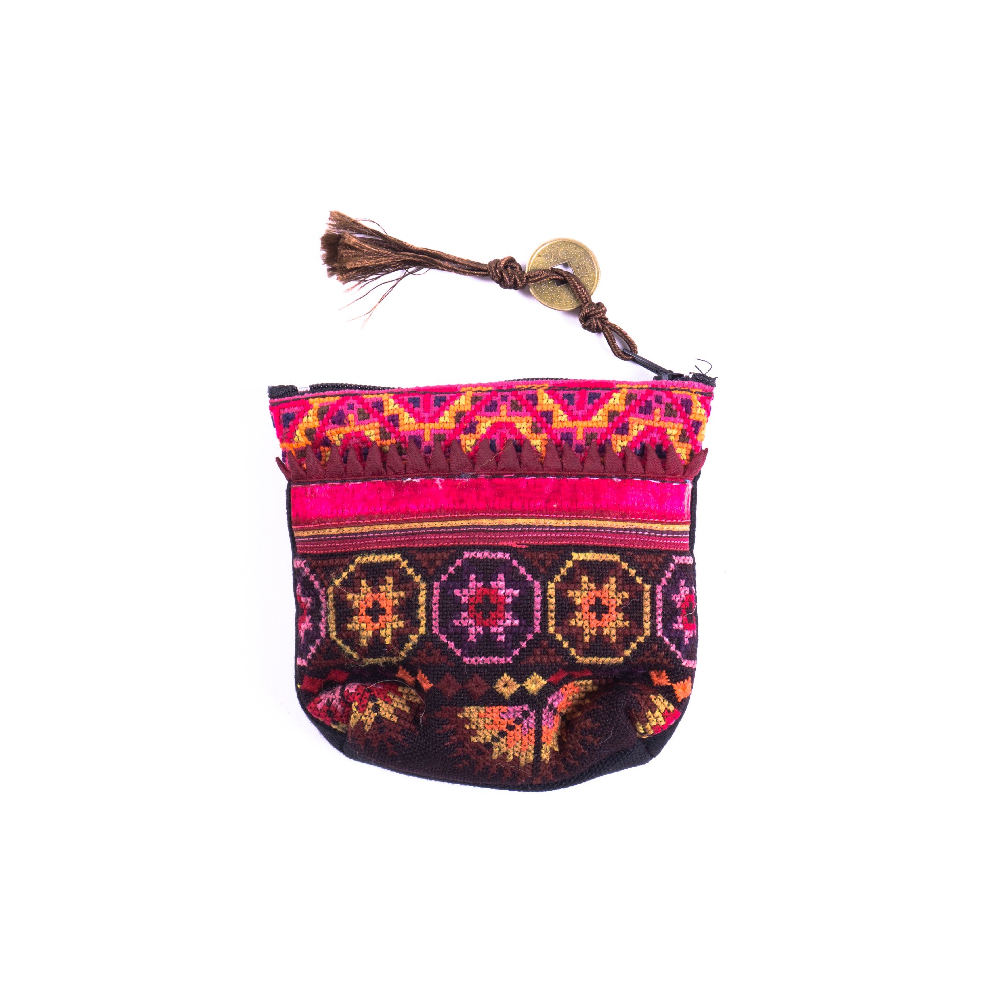 Geldbörse mit traditionellen Stickereien, purpur, multicolor, H 11 cm, B 10 cm günstig bestellen