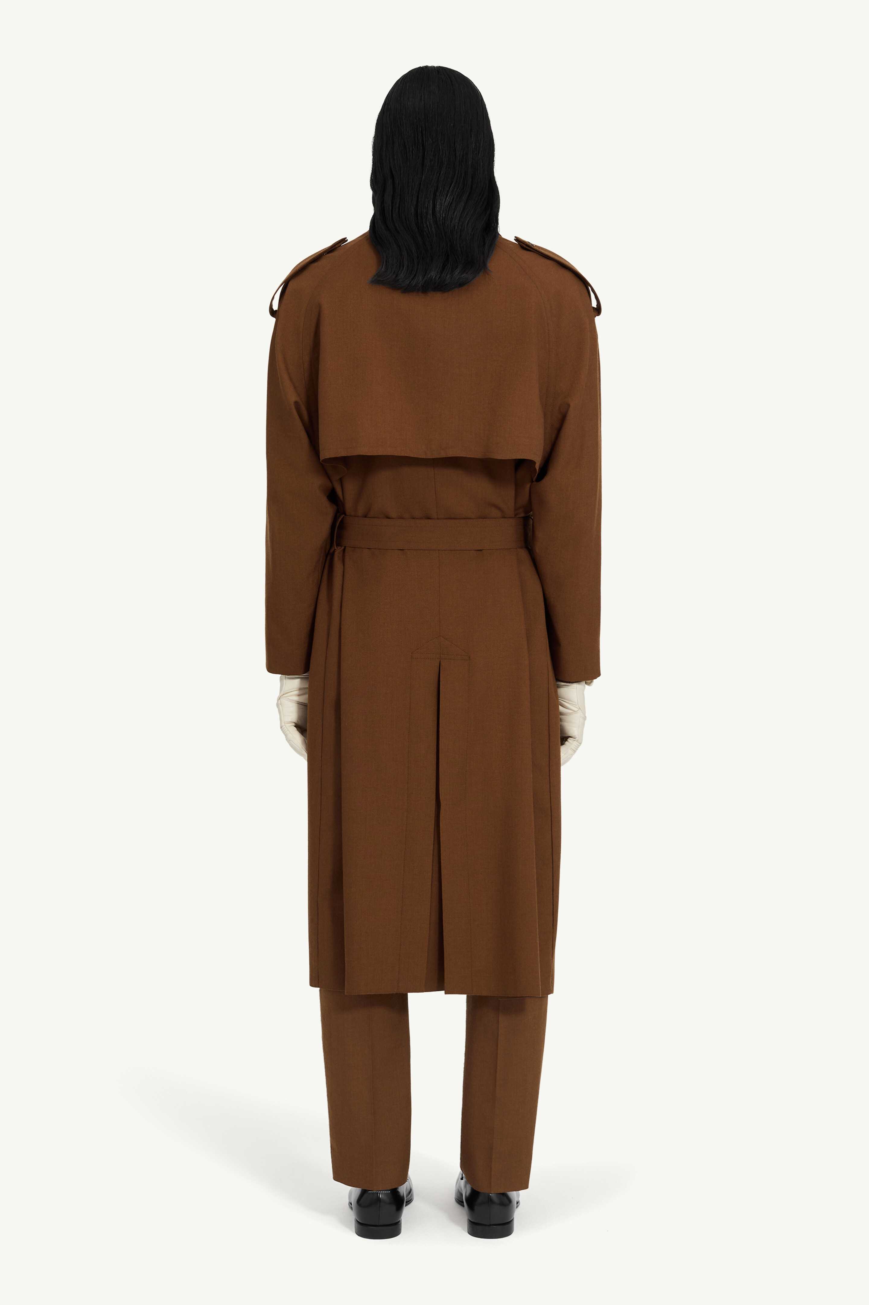 Trench en laine vierge pour homme | MM6 Brun