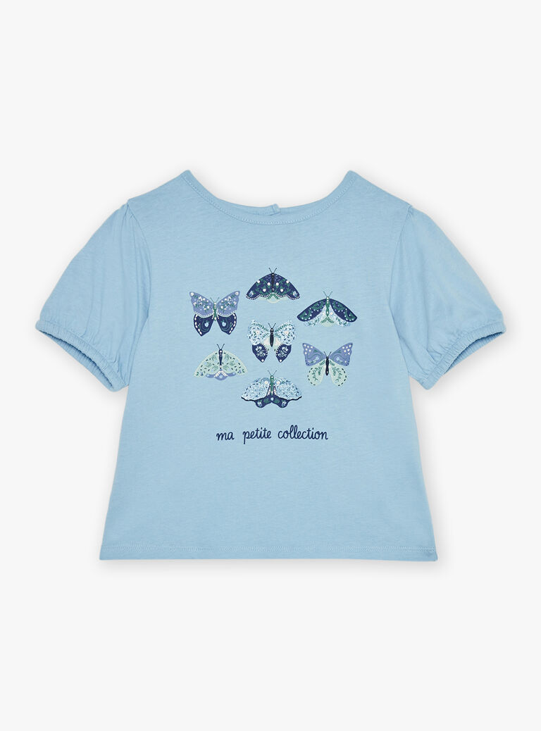T-shirt bleu ciel à papillons