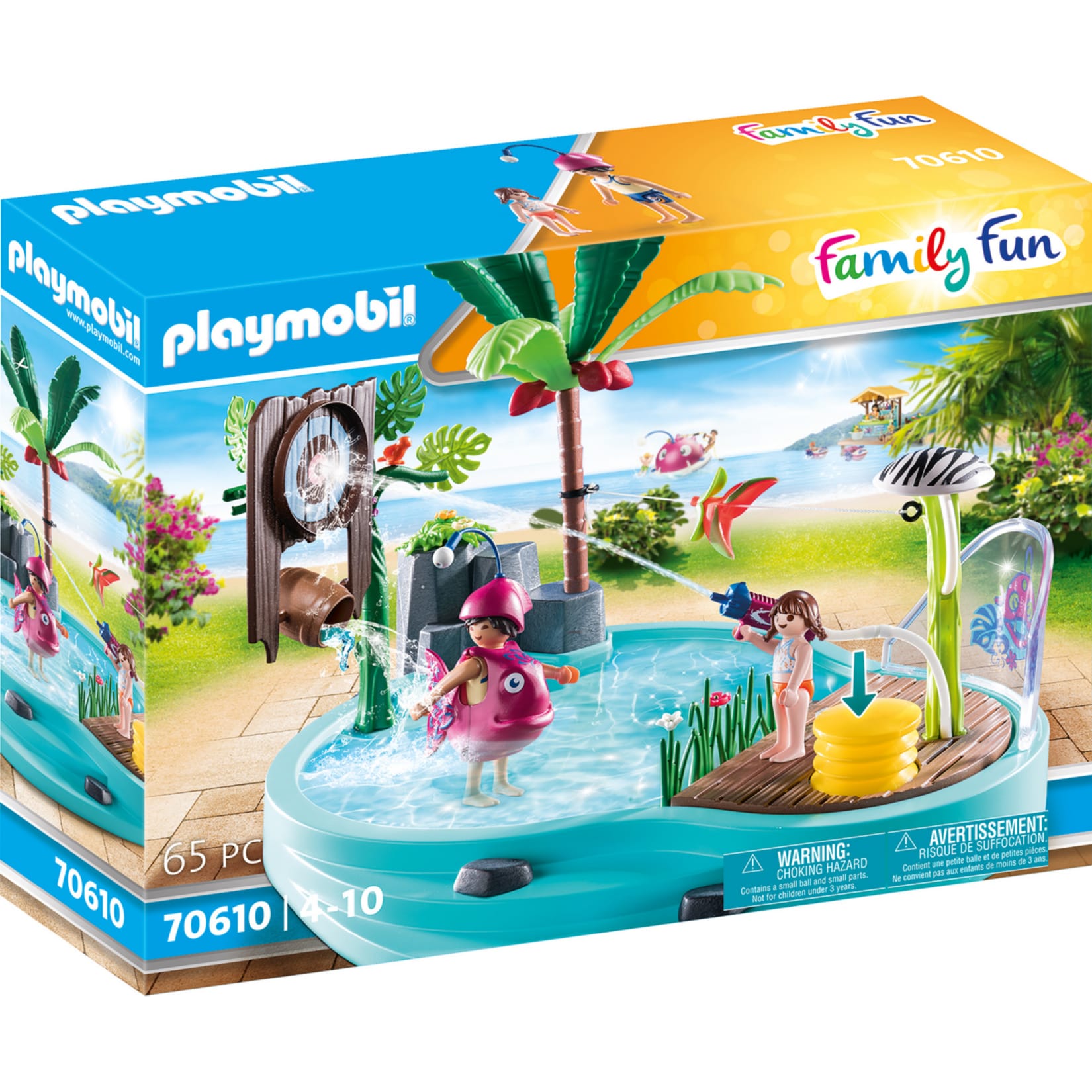 PLAYMOBIL Konstruktionsspielzeug Family Fun Spaßbecken mit Wasserspritze