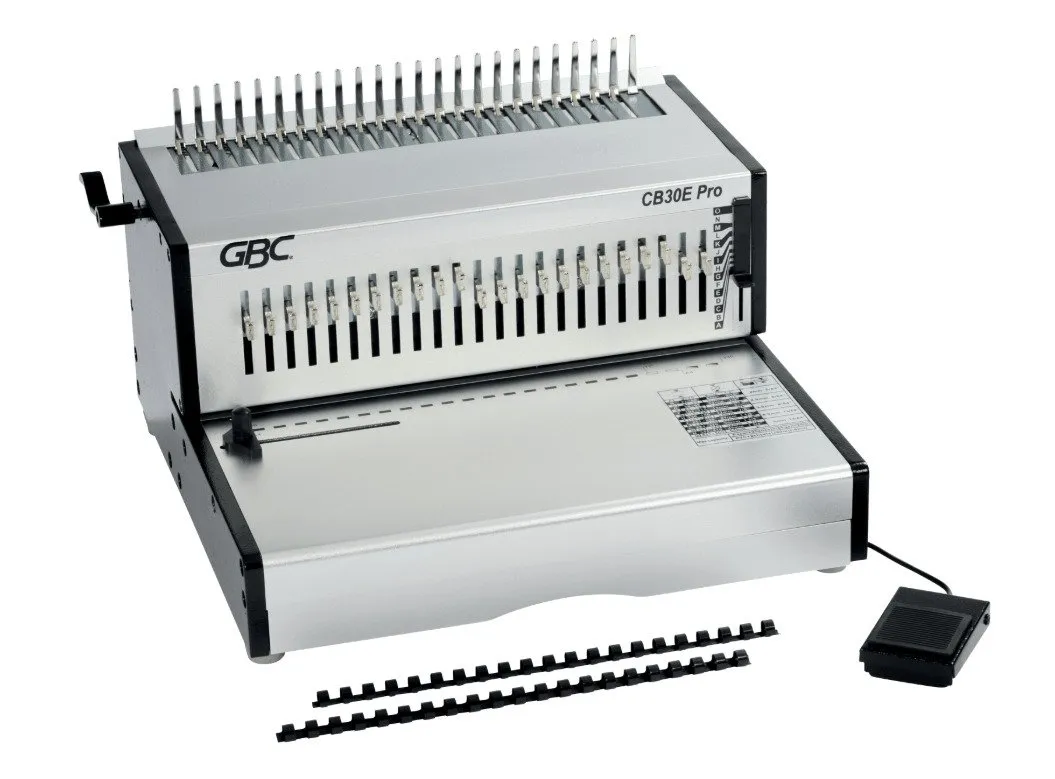 GBC CB30E Pro Heavy Duty elektrisk Comb indbindingsmaskine, kapacitet 500 A4-ark Sølv