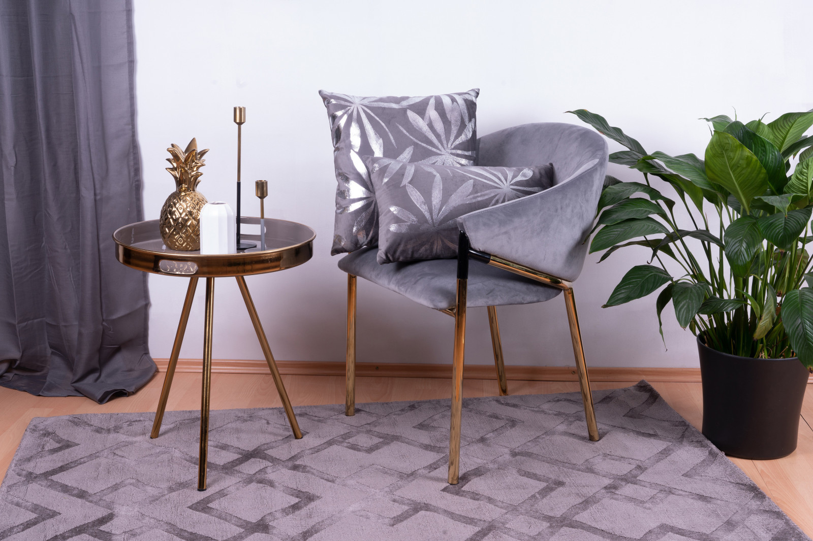 2er-Set Dekokissen - graphit-silber - 30x50 cm - 45x45 cm