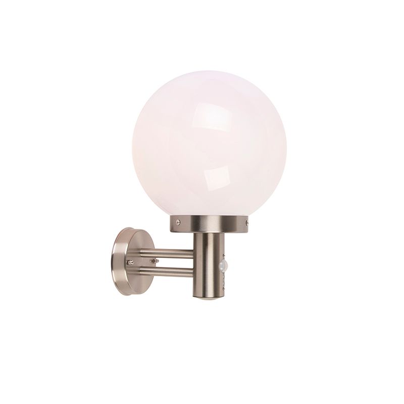 Buitenwandlamp staal RVS IP44 met bewegingsmelder - Sfera