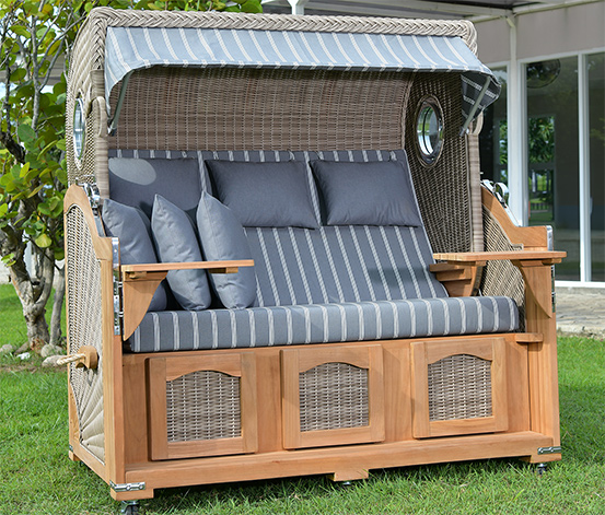 deVries Teak-Strandkorb, 3-Sitzer