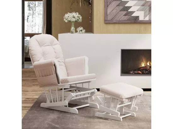 Chaise berçante avec repose-pied Rose clair Tissu