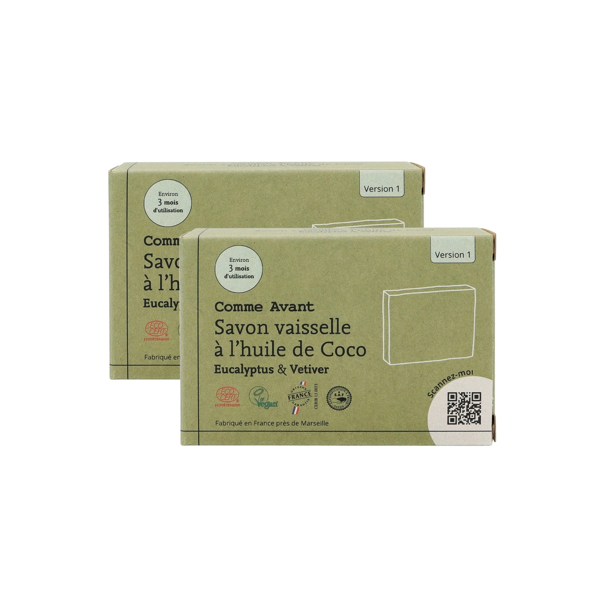 Savon vaisselle solide à l'huile de Coco - Version 1 - 1 savon - 150g / Brut sans parfum / Sans